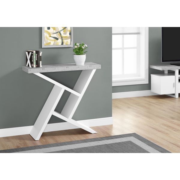 Accent Table， Console， Entryway， Narrow， Sofa， Living Room， Bedroom， Grey And White Laminate， Contemporary， Modern