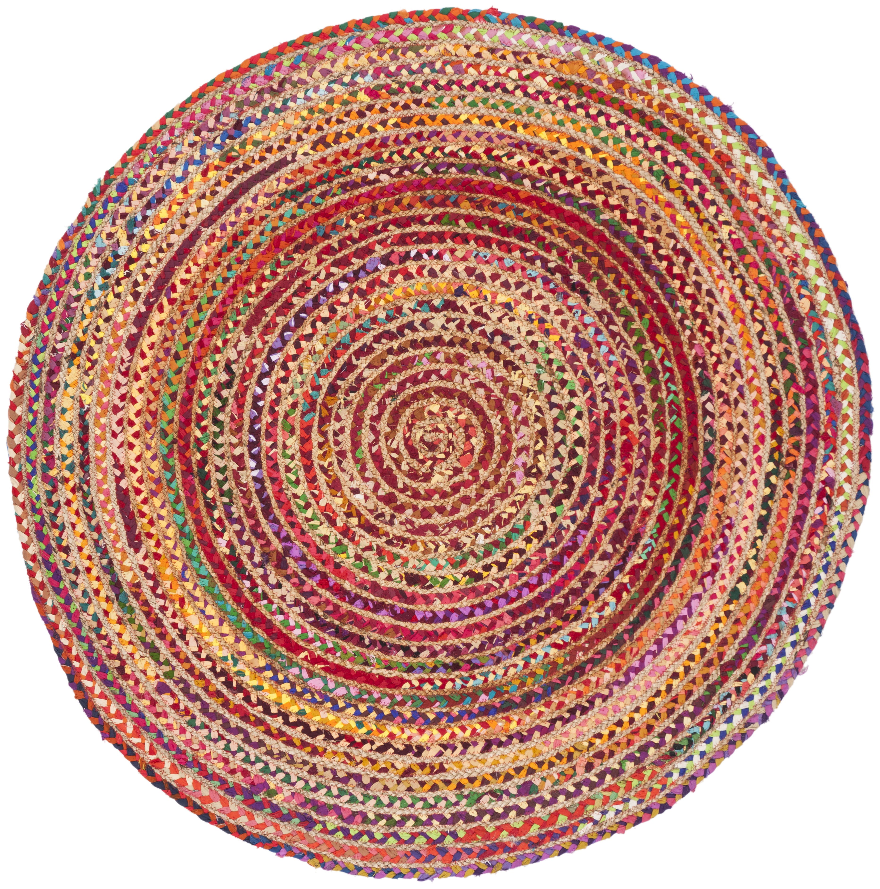 SAFAVIEH Cape Cod Alisia Colorful Braided Area Rug, 3' x 3' Round, Red/Multi