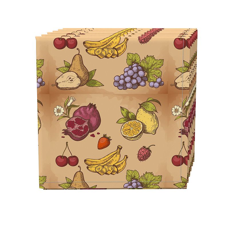 Napkin Set of 4， 100% Cotton， 20x20， Bunches of Fruit