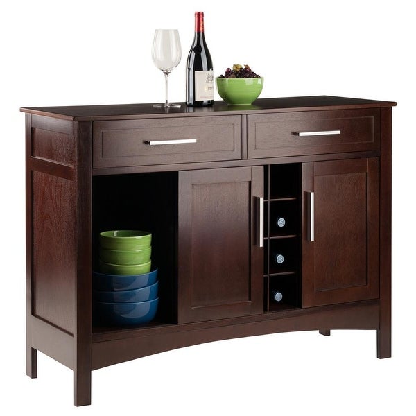 Wood Gordon Buffet Cabinet， Sideboard， Cappuccino Finish