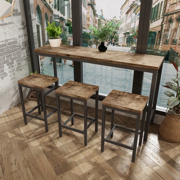 4 piece Dining Table Set with 3 Stools