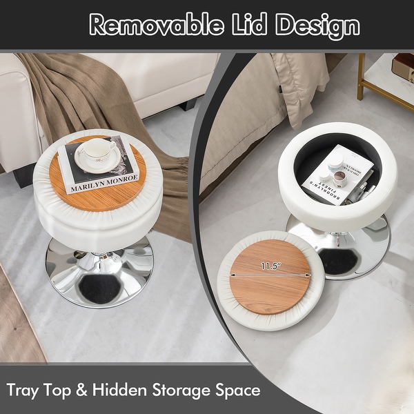 Costway Set of 4 Adjustable?Vanity Stool 360° Swivel Storage Makeup - See Details