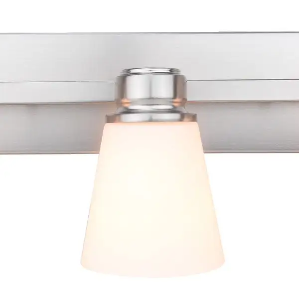 Jordan 2-Light Vanity Light in Satin Nickel with Frosted White Glass Shades - 15.12 x 8.12 x 6.87