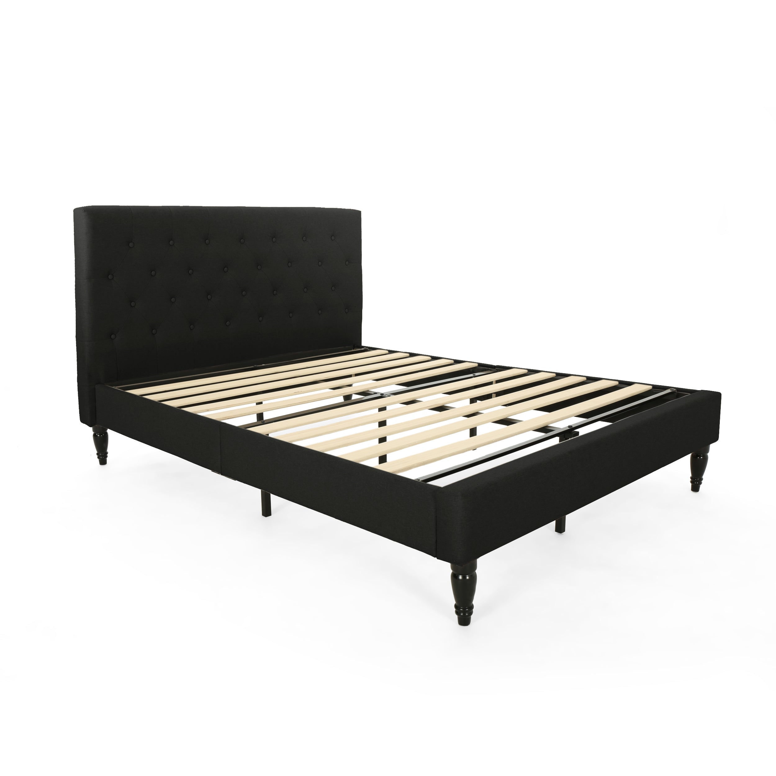 Lera Fully-Upholstered Queen-Size Platform Bed Frame, Low-Profile, Contemporary