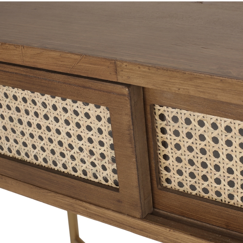 Tuttle Console Table with Wicker Accents by Christopher Knight Home