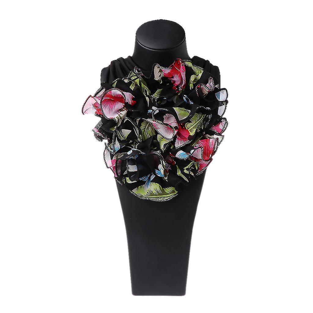 Womens Floral Collar Scarf Luxury Flower Printed Neckerchief Ring Neck Scarves