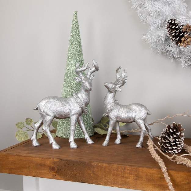 Elegant Silver Christmas Table Top Reindeer Figure