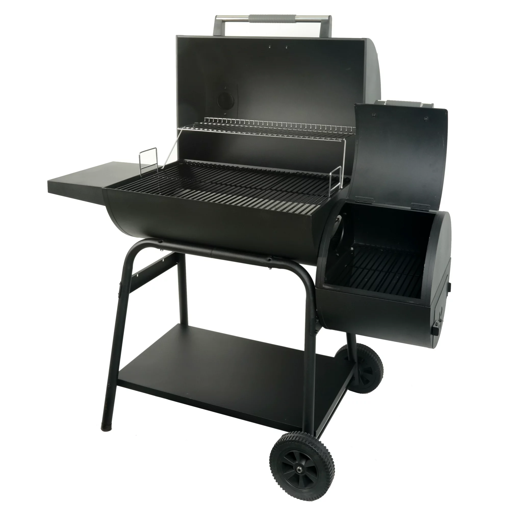 Expert Grill 28 Offset Charcoal Smoker Grill with Side Firebox， Black