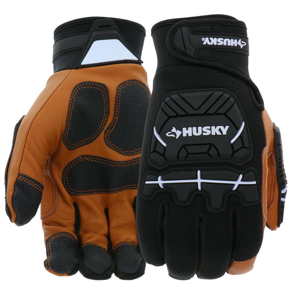 Husky Large Grain Goatskin Leather Performance Impact Work Glove with Spandex Back HK84015-LCC6