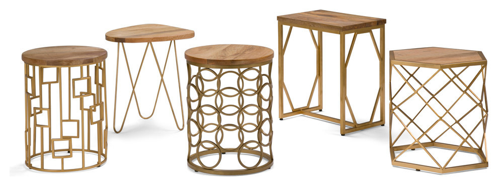 Selma Metal and Wood Accent Table   Contemporary   Side Tables And End Tables   by Homesquare  Houzz