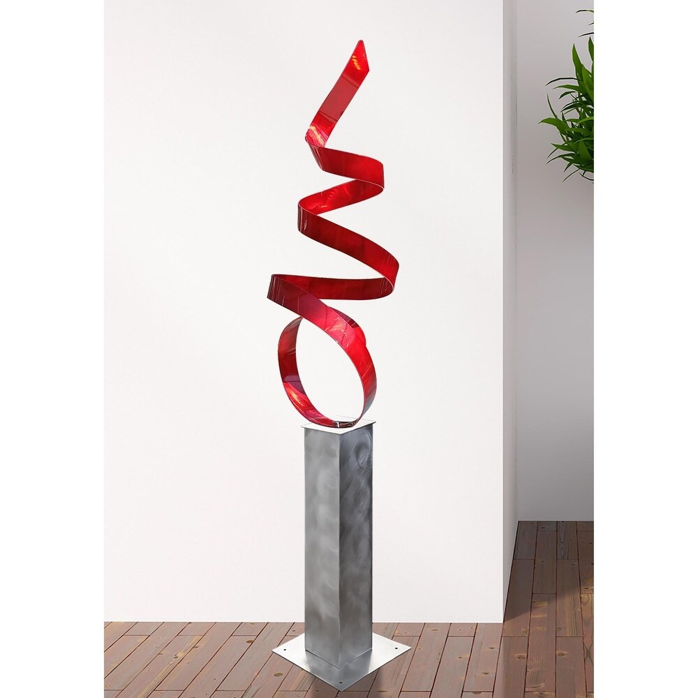 Statements2000 Large Abstract Metal Sculpture Modern Indoor Outdoor Decor by Jon en   Sea Breeze with Silver Base