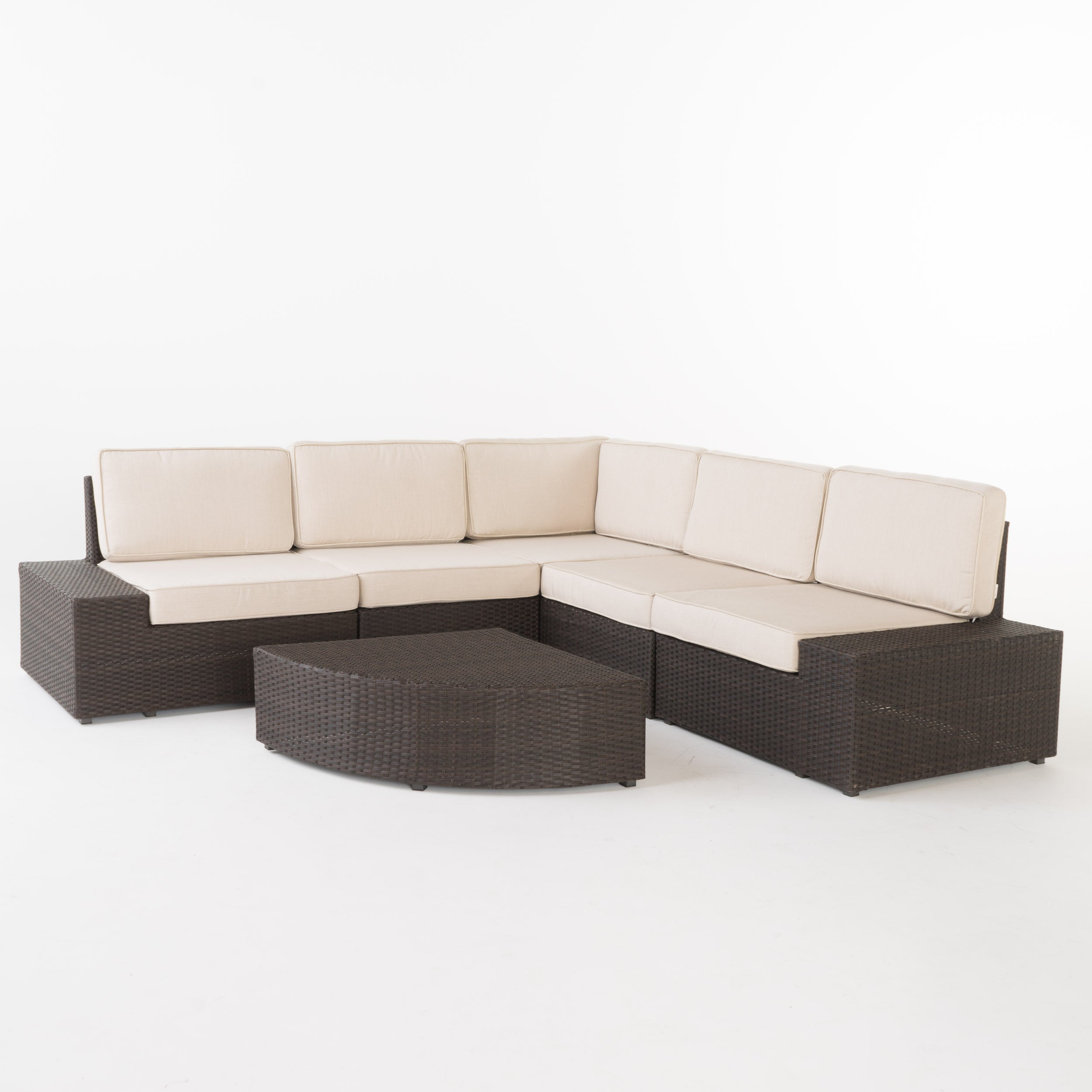 Reddington 6pc Outdoor Brown Wicker Sectional Seating Set