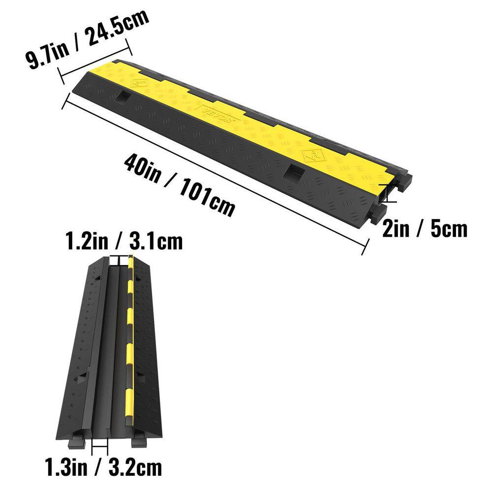 VEVOR Cable Protector Ramp 2-Channels Speed Bump Hump Rubber 11000 lbs. Load for Driveway Traffic Wire Protect (5-Pieces) DLBHQXSLX5PCSZUIBV0