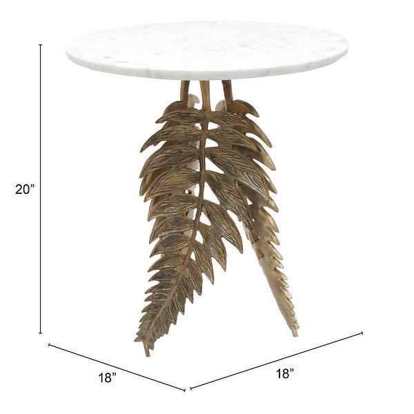 Neruda Marble Side Table White and Gold - White， Gold - 18