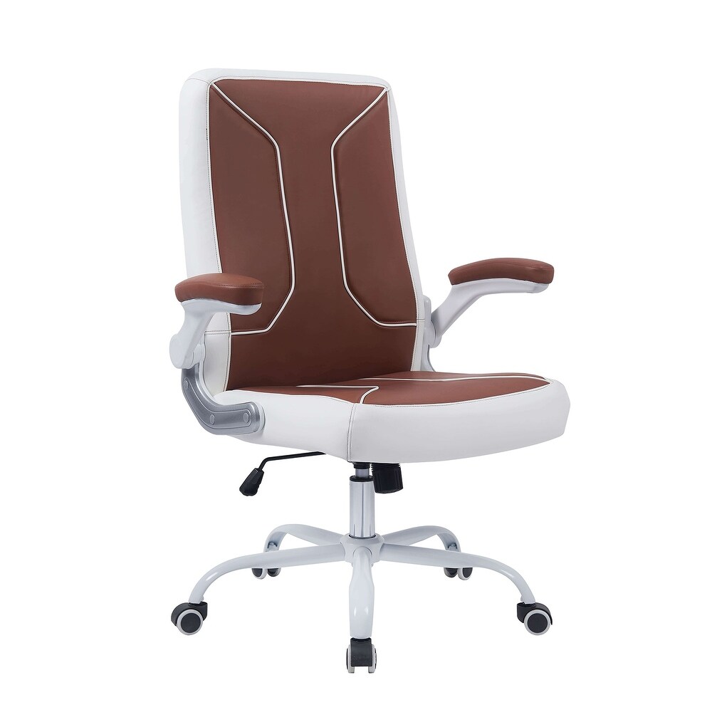 VESTA Office Chair Adjustable Armrest Rolling Meeting Room Chair  Cappuccino/White   N/A