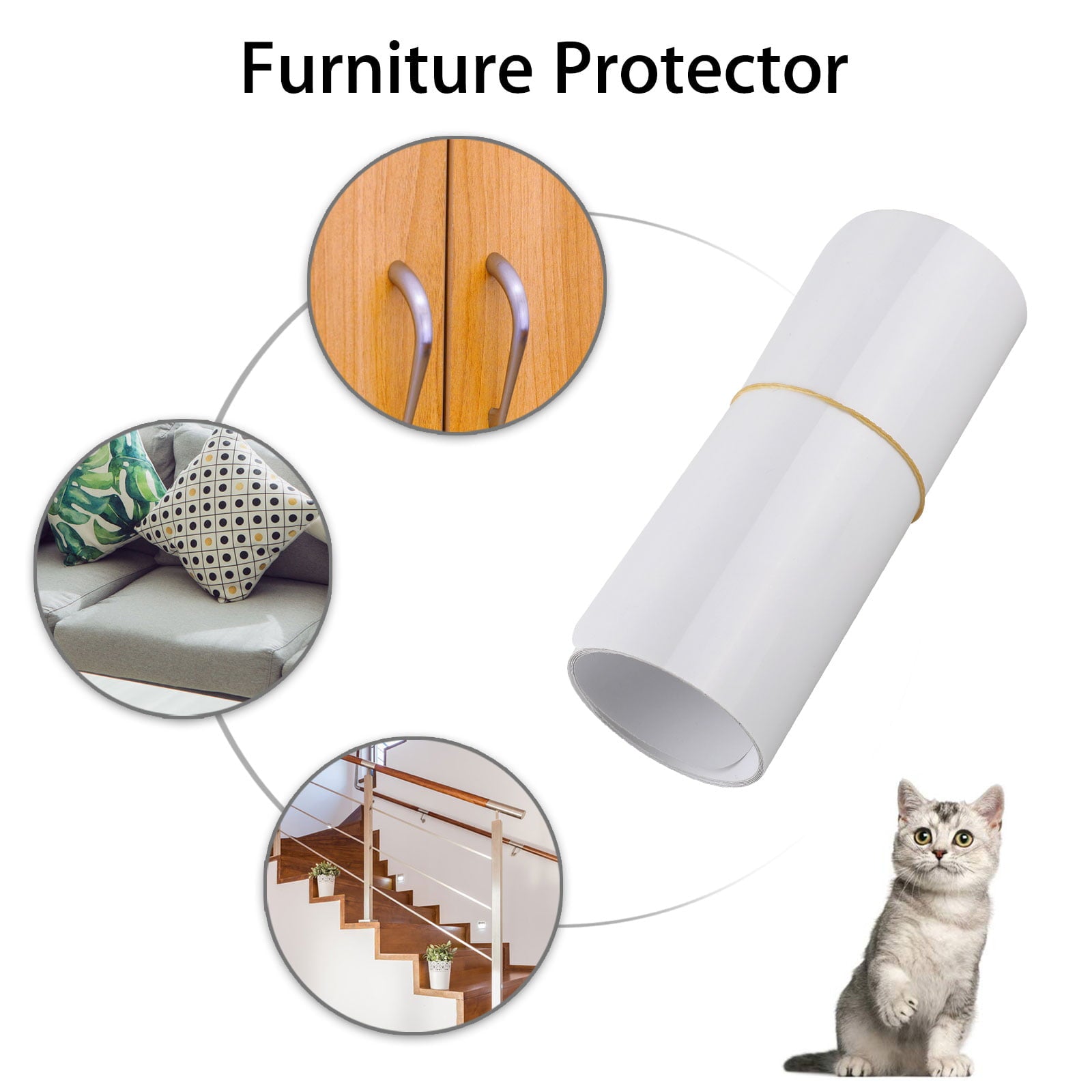 2 PCS Furniture Protectors From Cats， Stop Cat Scratching Couch， Door and Other Furniture And Car Seat， Self-adhesive Flexible Vinyl Sheet， Pet Scratch Deterrent for Furniture (5.5 *18.11 inch)