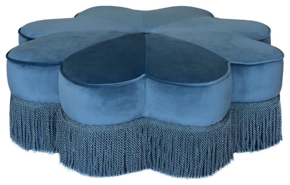 Judith Flower Ottoman Dusty Blue   Contemporary   Footstools And Ottomans   by V.S.D Furniture  Houzz