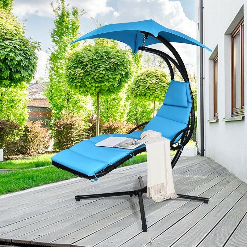 Hanging Stand Chaise Lounger Swing Chair with Pillow