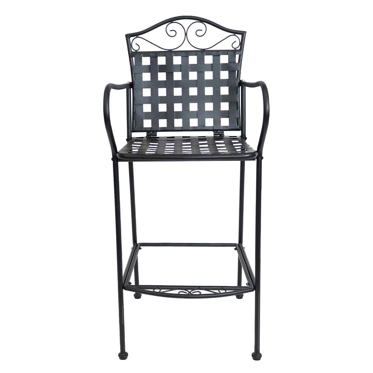 Ultimate Patio Wrought Iron Patio Bar Chair W/ Scrolling Design