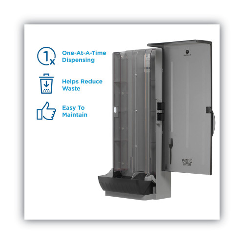 Dixie SmartStock Mediumweight Polystyrene Dispenser， Forks， 10 x 8.78 x 24.75， Smoke (SSFD120)