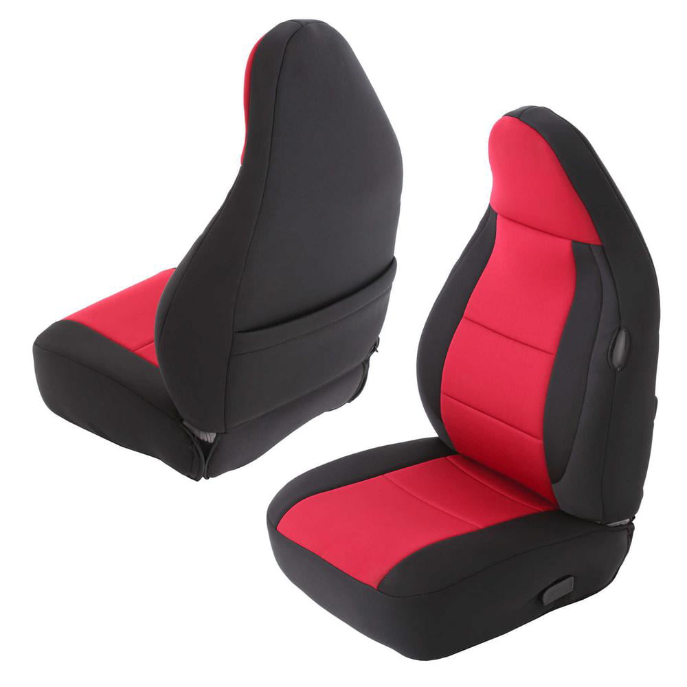 Smittybilt Neoprene Front and Rear Seat Cover Kit (Black/Red) - 471230 1997 Jeep Wrangler