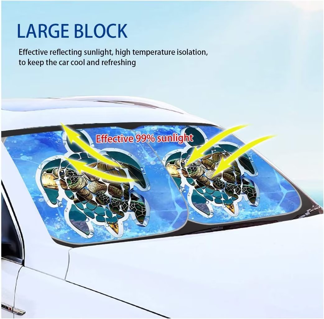 TOADDMOS 2 Pcs Auto Windshield Sunshade UV Reflecting Foldable Front Windshield Sun Shade Cartoon Mushroom Rabbit Print Front Window Visor Shade Easy Install