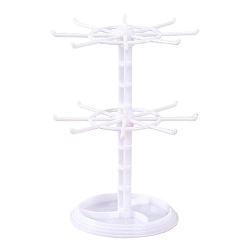 Keychain Display Stand， Rotating Necklace Holder， 2 Tier Display Stand， Space Saving Jewelry Display