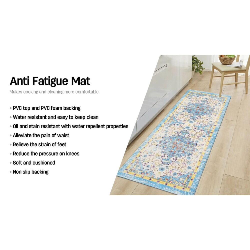 World Rug Gallery Traditional Bohemian Vintage Anti Fatigue Standing Mat