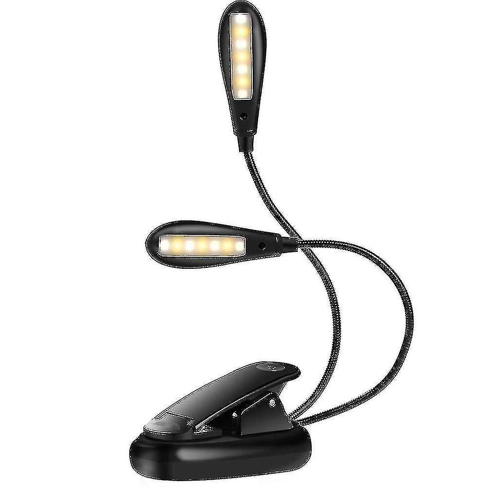 Rechargeable7 Led Book Light， Clip On Bed Reading Light， Music Stand Lamp， 3 Brightness  2 Gooseneck