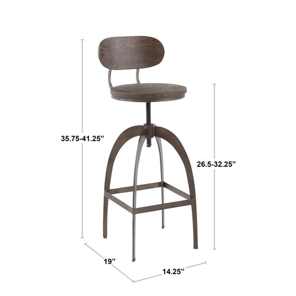 Carbon Loft Goddard Industrial Metal and Wood Mid-back Bar Stool