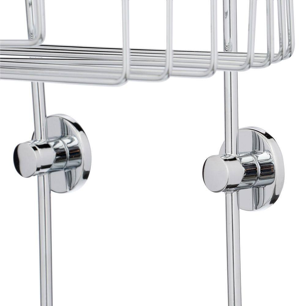 No Drilling Required Draad Rustproof Solid Brass Shower Caddy 11 in. Double Shelf- Angled in Chrome DK240-CHR