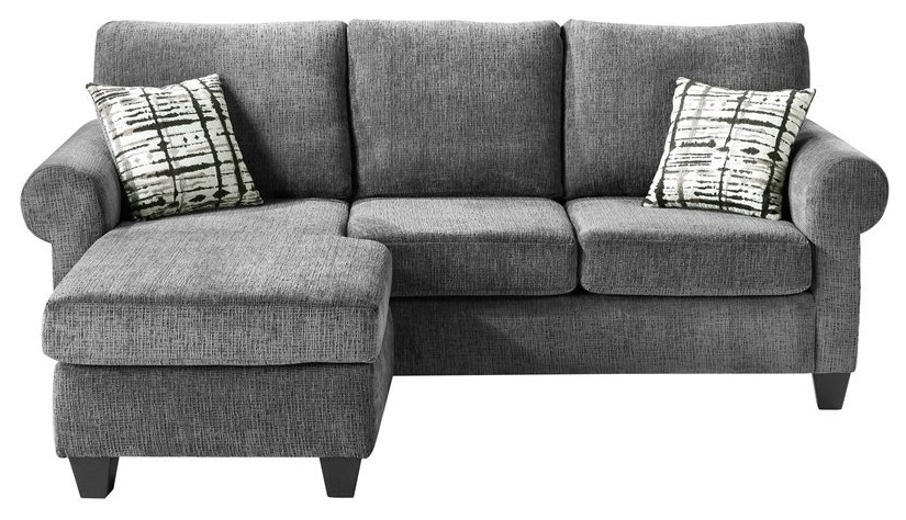 Lexicon Desboro Reversible Chenille Fabric Sectional with Chaise in Gray   Transitional   Sectional Sofas   by Homesquare  Houzz