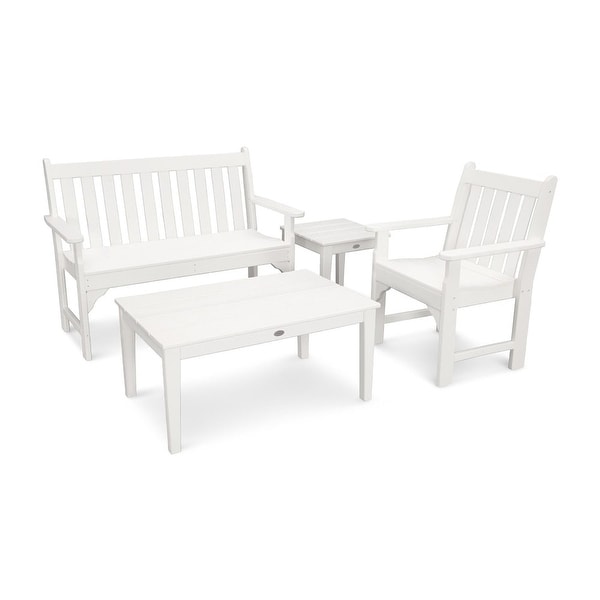 POLYWOOD Vineyard 4Piece Outdoor Bench，Chair，and Table Set