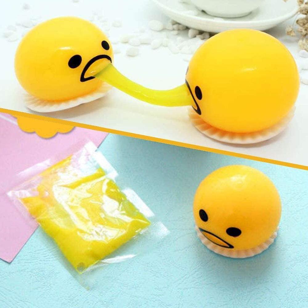 10 Pack Vomiting Egg Yolk， Yellow Round Vomiting Sucking Lazy Egg Yolk， Vent Stress Tricky Game Relief Toys