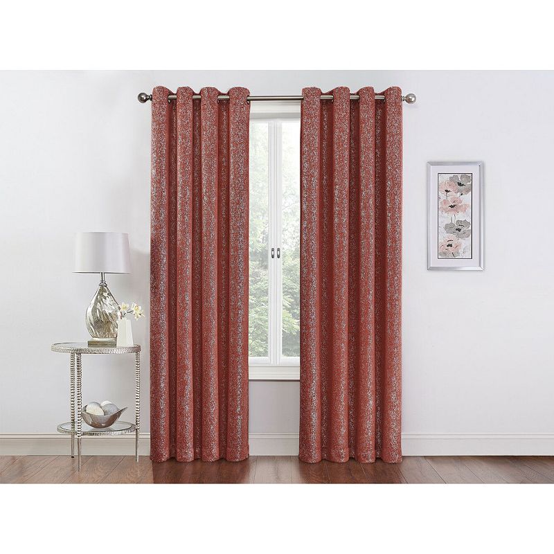 Kate Aurora 2 Pack Glam Metallic Sparkle Thermal Light Filtering Grommet Top Curtains