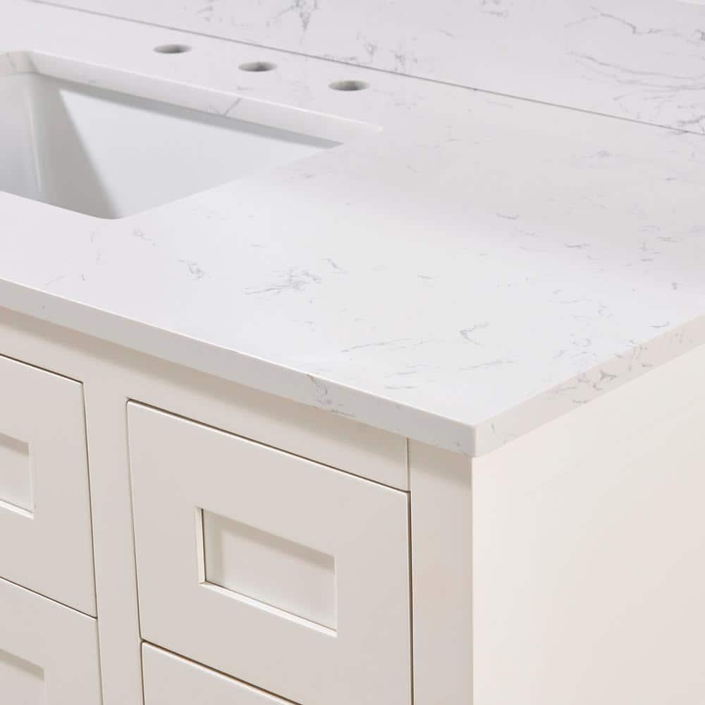 Altair Trento 49 in W x 22 in D Engineered Stone Composite Vanity Top in Aosta White with White Rectangular Single Sink