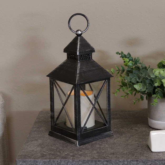 Yorktown Black Traditional Style Plastic And Glass Battery Operated Indoor Led Candle Lantern