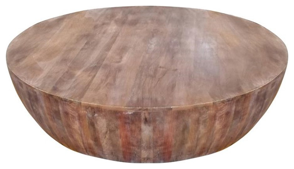 The Urban Port 48 quotDrum Shaped Modern Wood Coffee Table with Round Top in Brown   Rustic   Coffee Tables   by Homesquare  Houzz