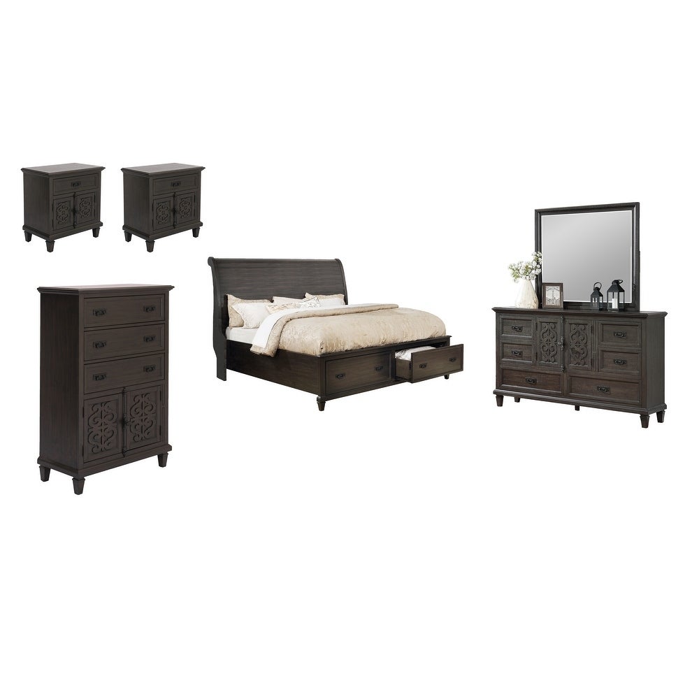 Best Quality Furniture Sleigh 6-piece Bedroom Set - - 28996272