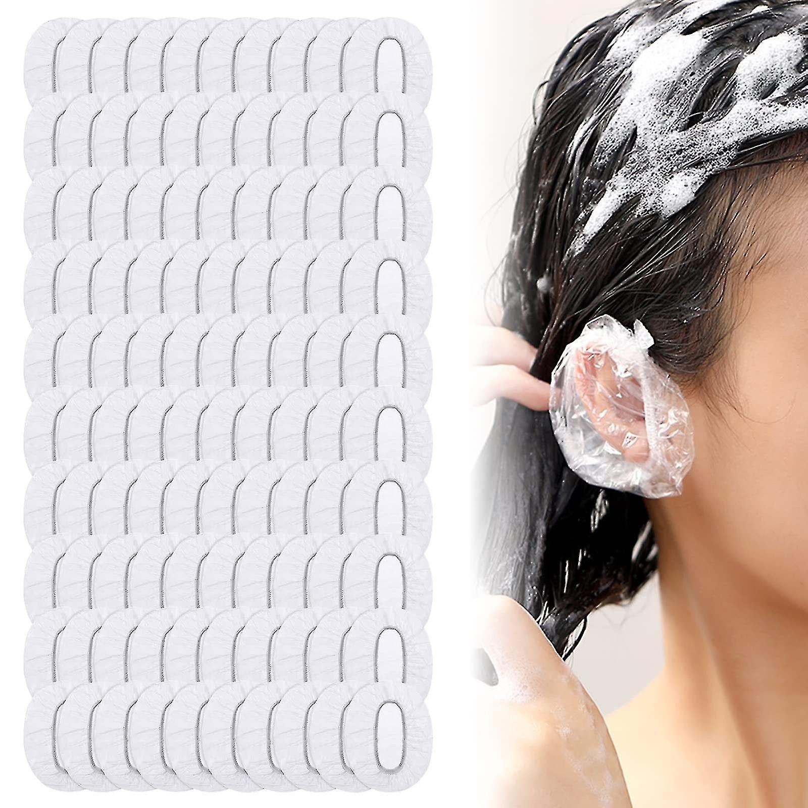 100 Pcs Ear Caps Waterproof Disposable Ear Protectors Plastic Ear Covers For Showering， Bathing， Dye Hair