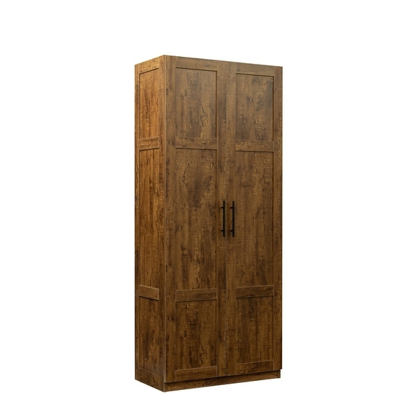 High wardrobe and kitchen cabinet with 2 doors and 3 partitions to separate 4 storage spaces - - 37010634