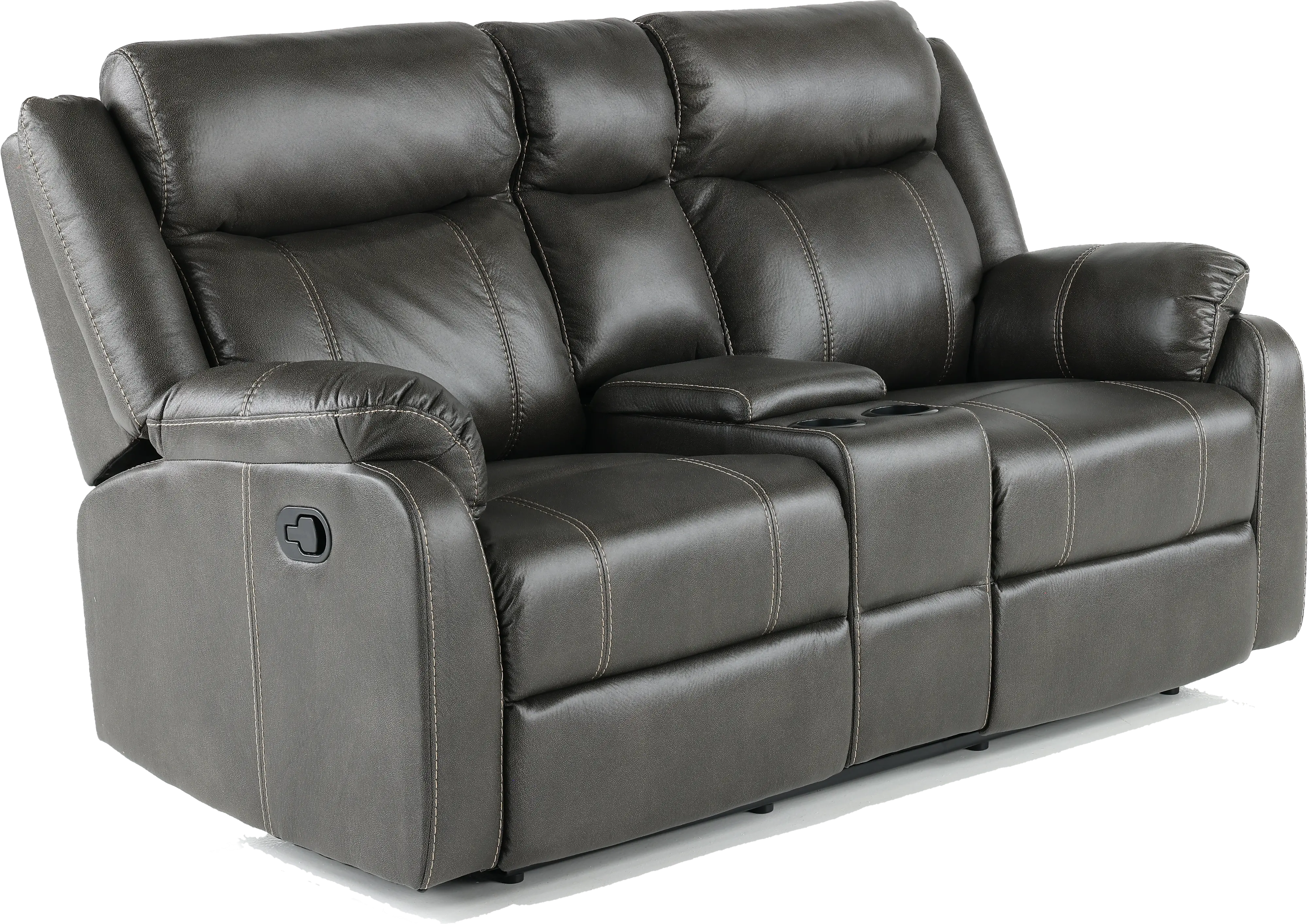 Domino Gray Reclining Loveseat with Console