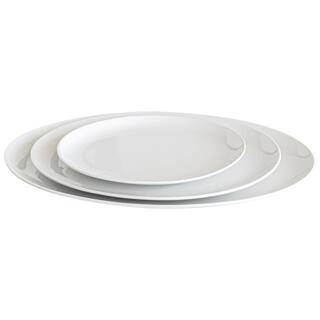 Over and Back 20 in. White Porcelain Oval Platters with 3-Sizes (Set of 3) 934560