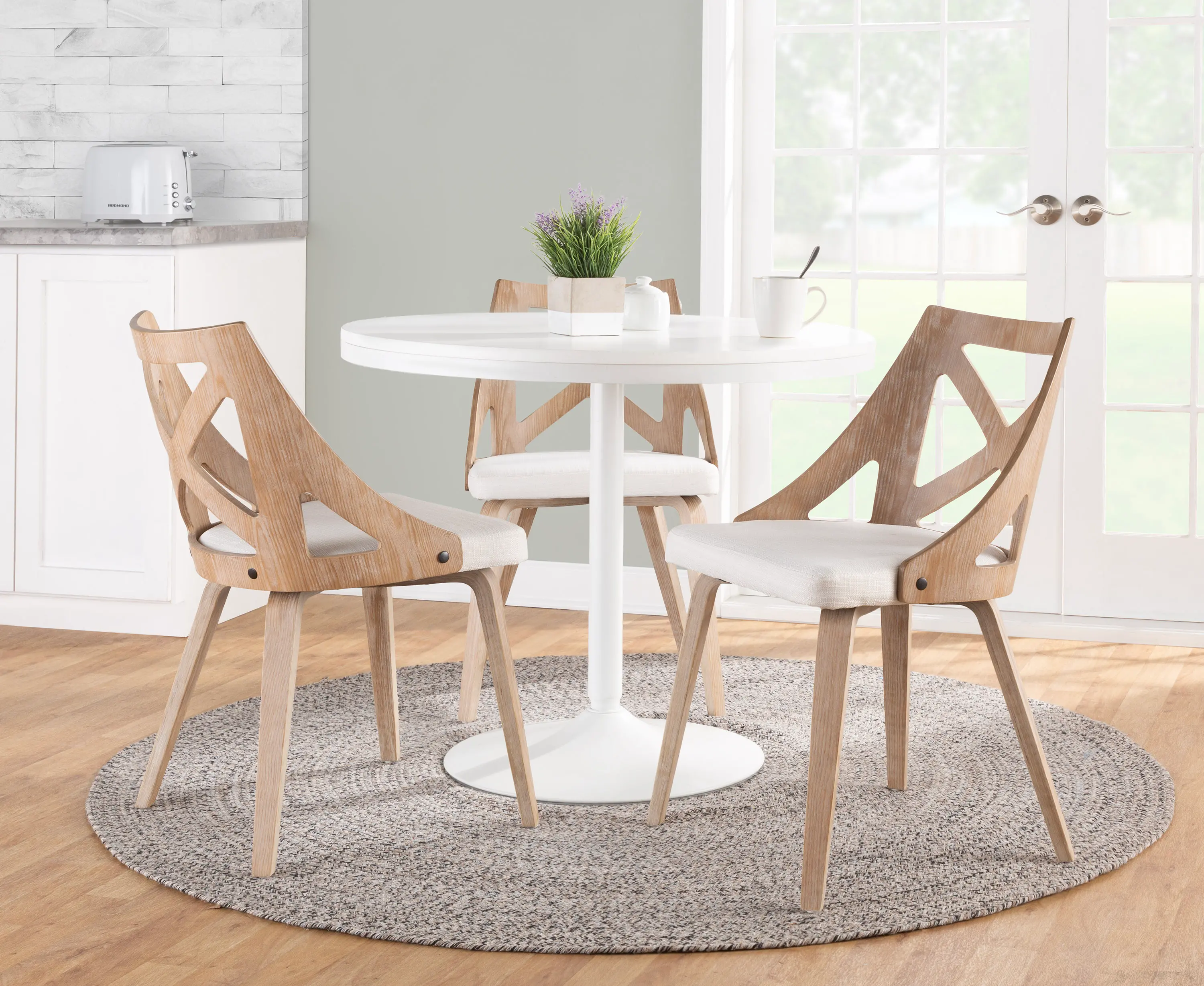 Charlotte Light Brown and Cream Dining Chairs， Set of 2