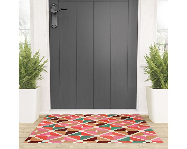 Showmemars Winter Retro Quilt Pattern Welcome Mat society6