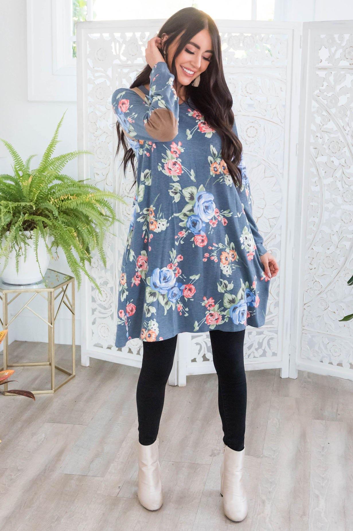 Winter Blooms Modest Tunic