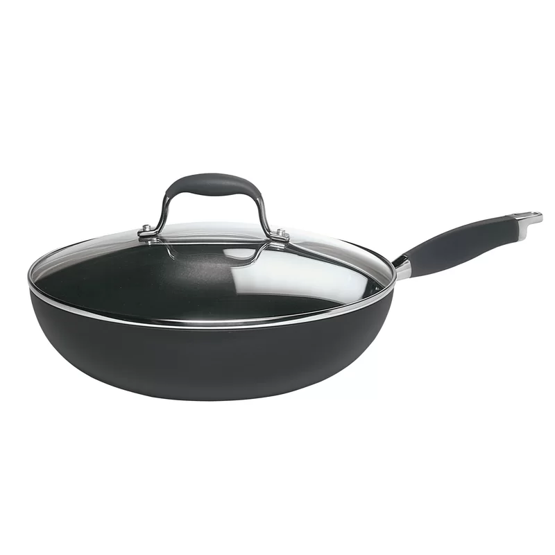 Anolon 82031 Advanced Hard Anodized Nonstick Frying Pan/ Fry Pan/ Saute Pan/ All Purpose Pan with Lid - 12 Inch， Gray