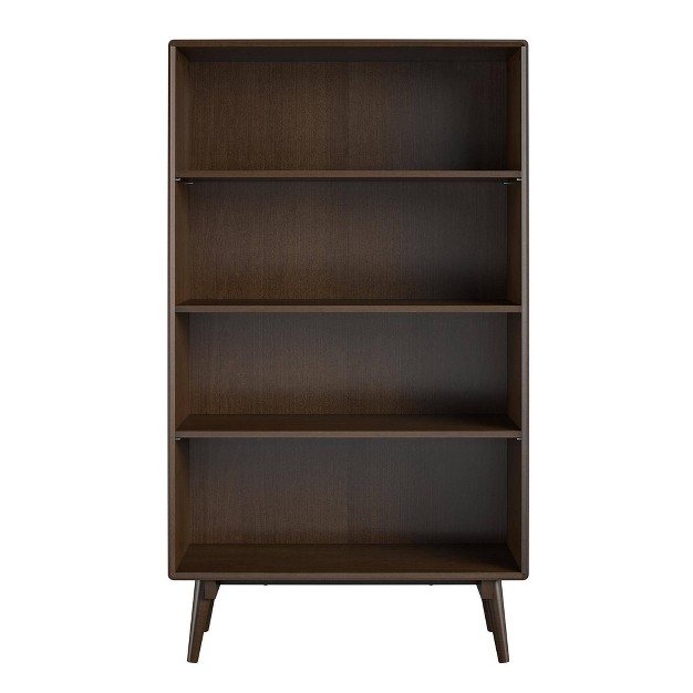 4 Shelf Brittany Mid Century Modern Bookshelf Walnut Novogratz