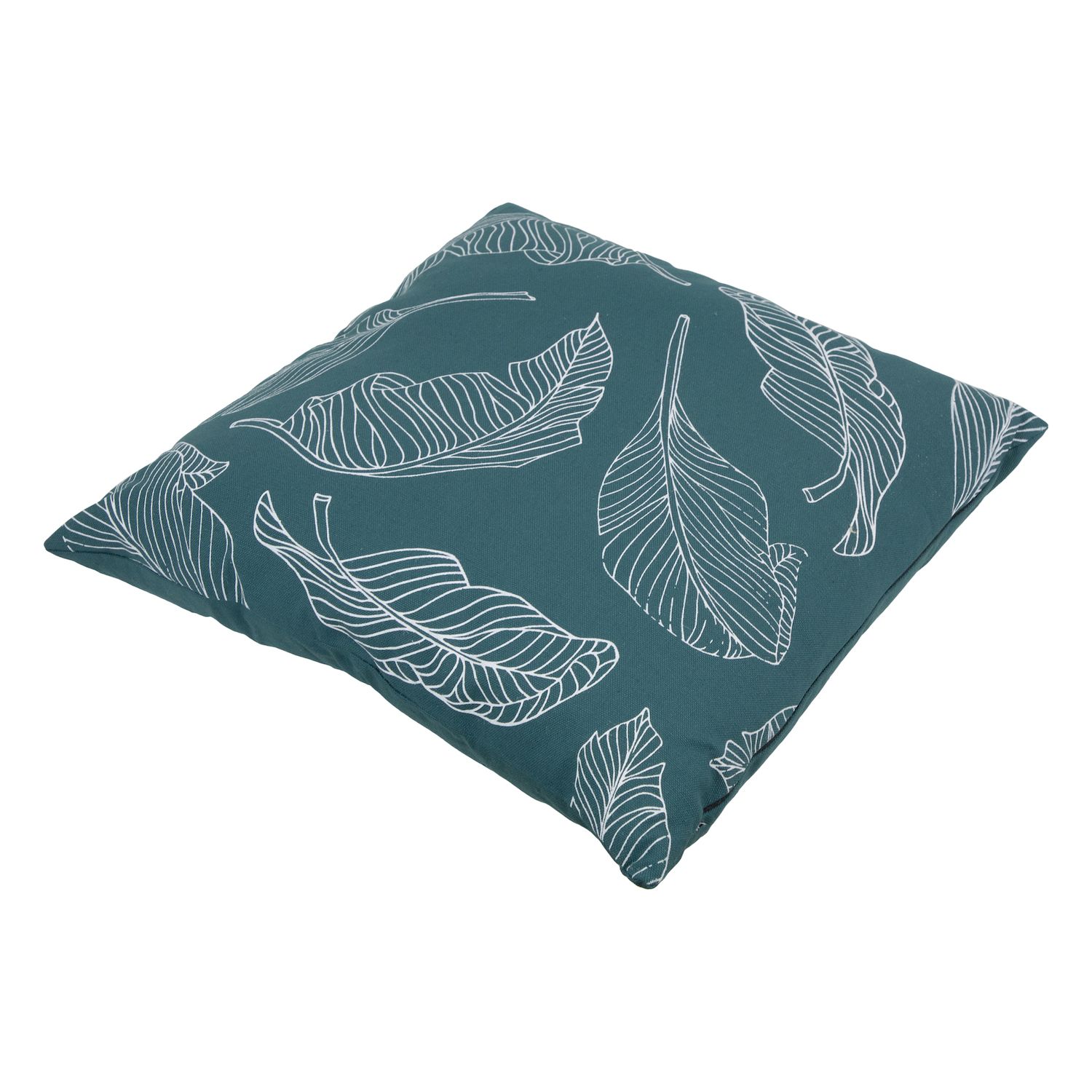 18 Teal Green Tropical Leaf Square Throw Pillow