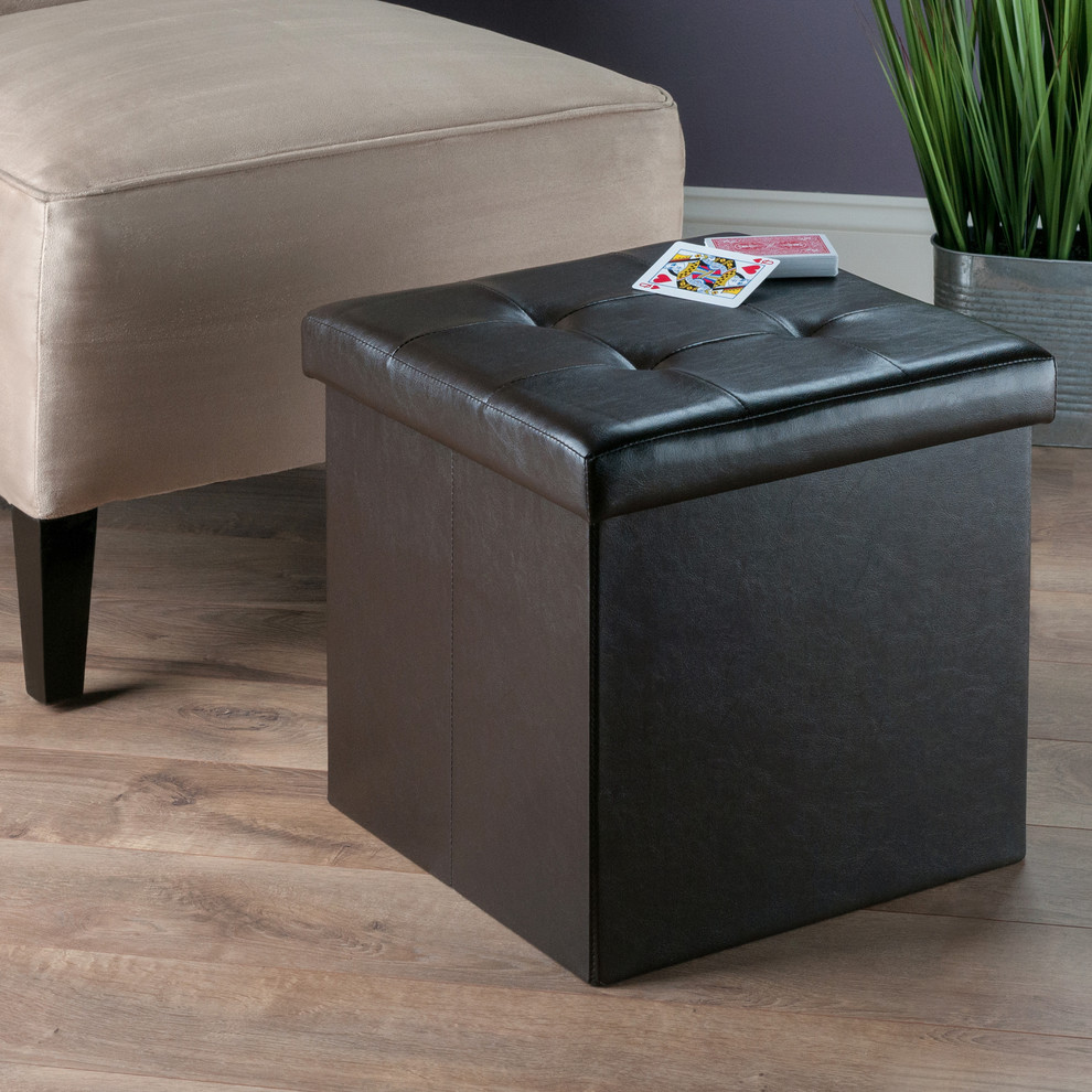 Ashford Square Storage Ottoman  Espresso   Transitional   Footstools And Ottomans   by Homesquare  Houzz